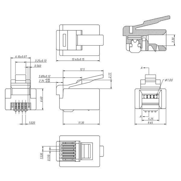 Коннектор RJ-12 (6Р6С ) 105003 фото